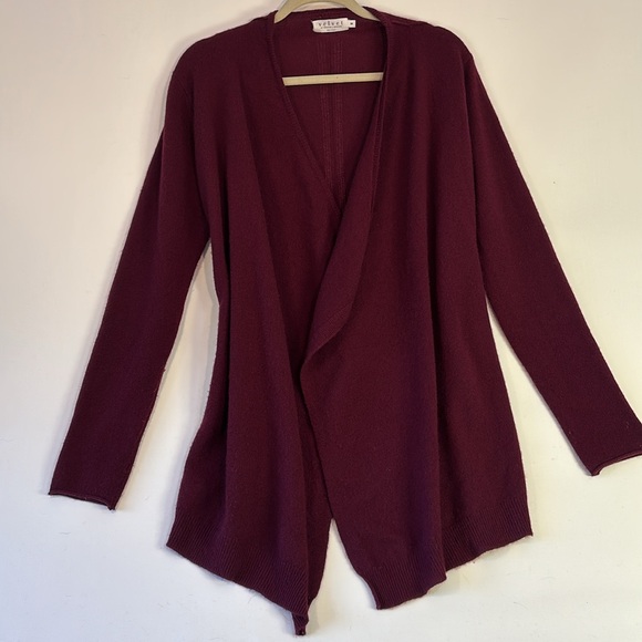 Long Burgundy Cashmere Cardigan-Velvet Brand - Picture 6 of 9